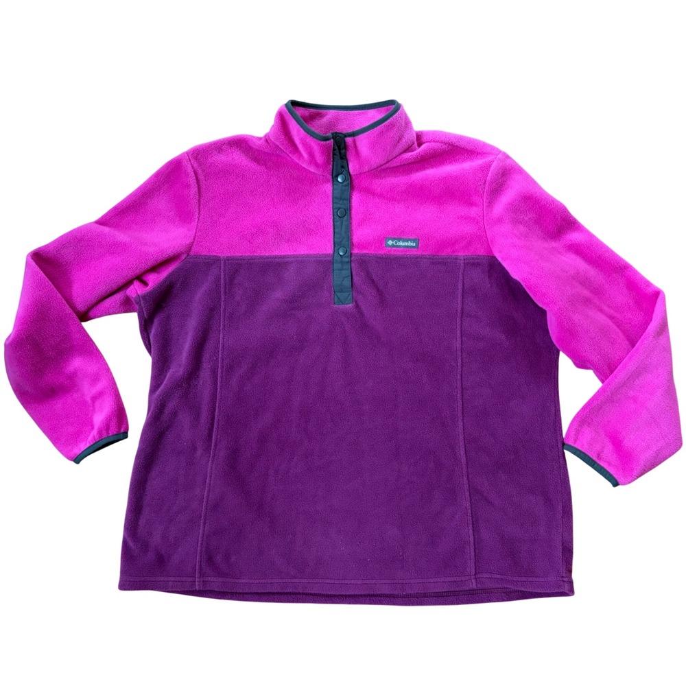 Columbia Benton Springs Half Snap Fleece Pullover Pink Purple Colorblock 2X